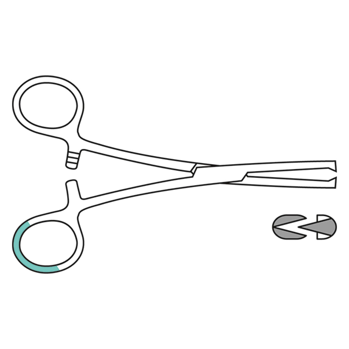 Arterienklemme nach Kocher, chirurgisch gerade, 14cm