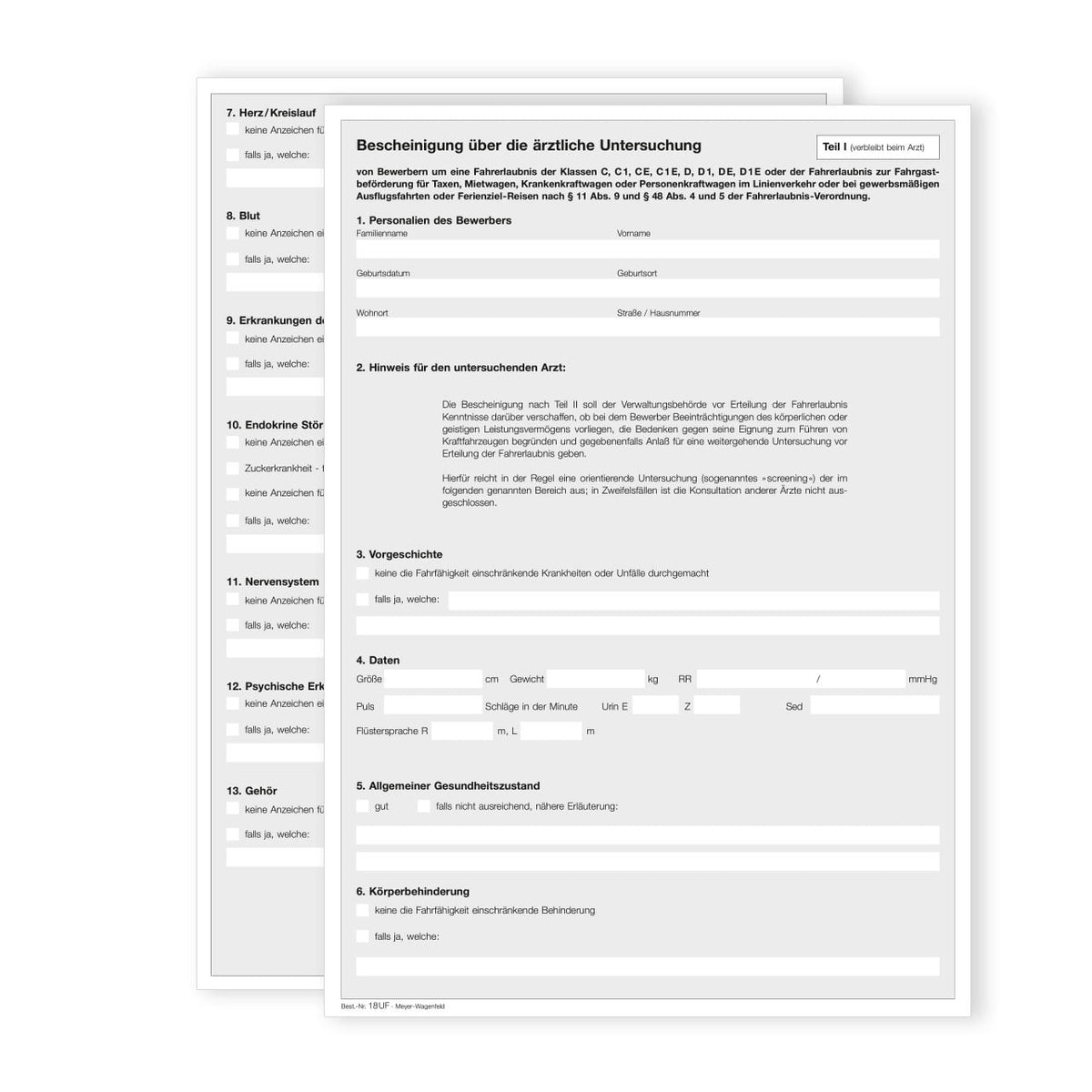 Bescheinigung für ärztliche Untersuchung