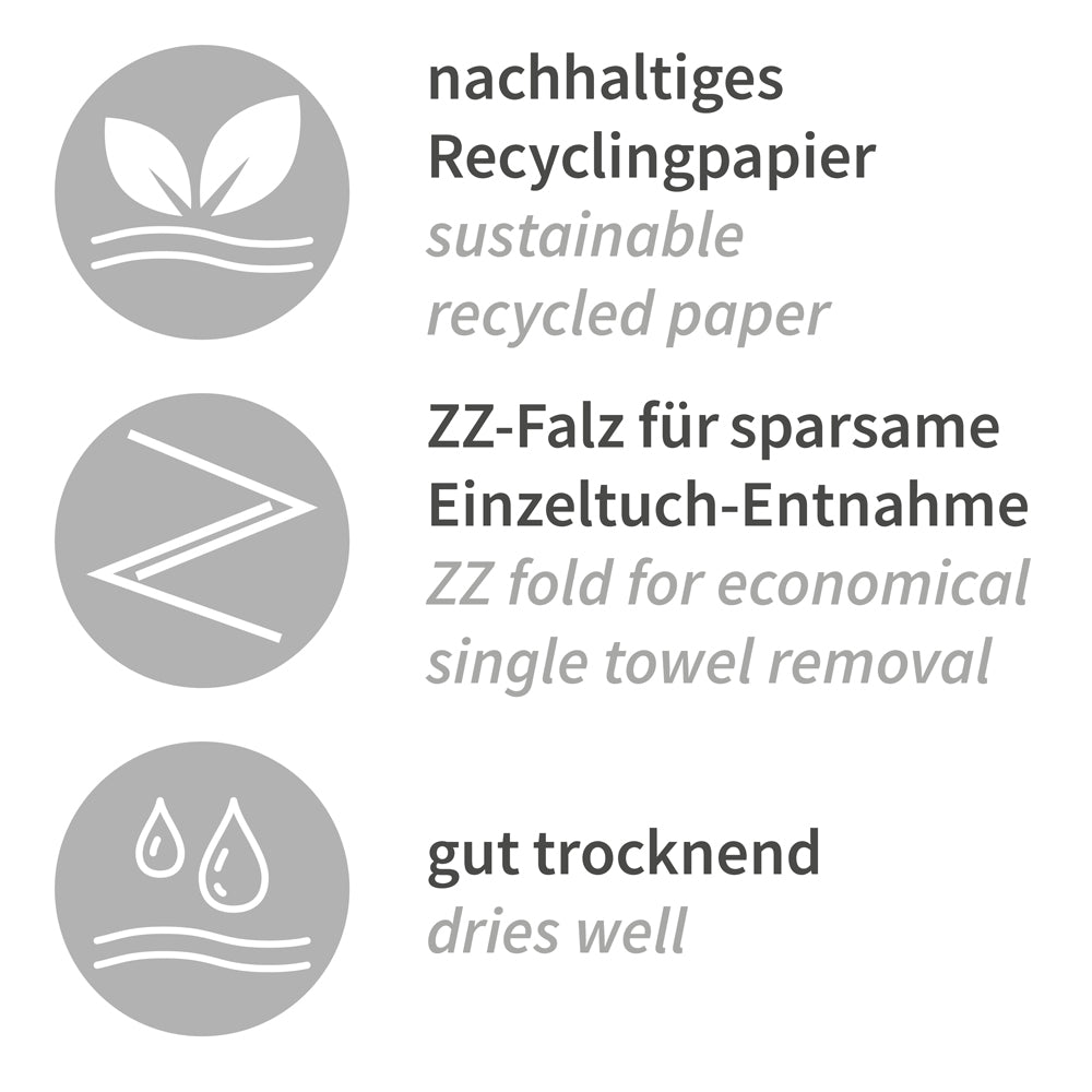 Papierhandtücher, 2-lagig | Recyclingpapier, V/ZZ-Falzung - blau