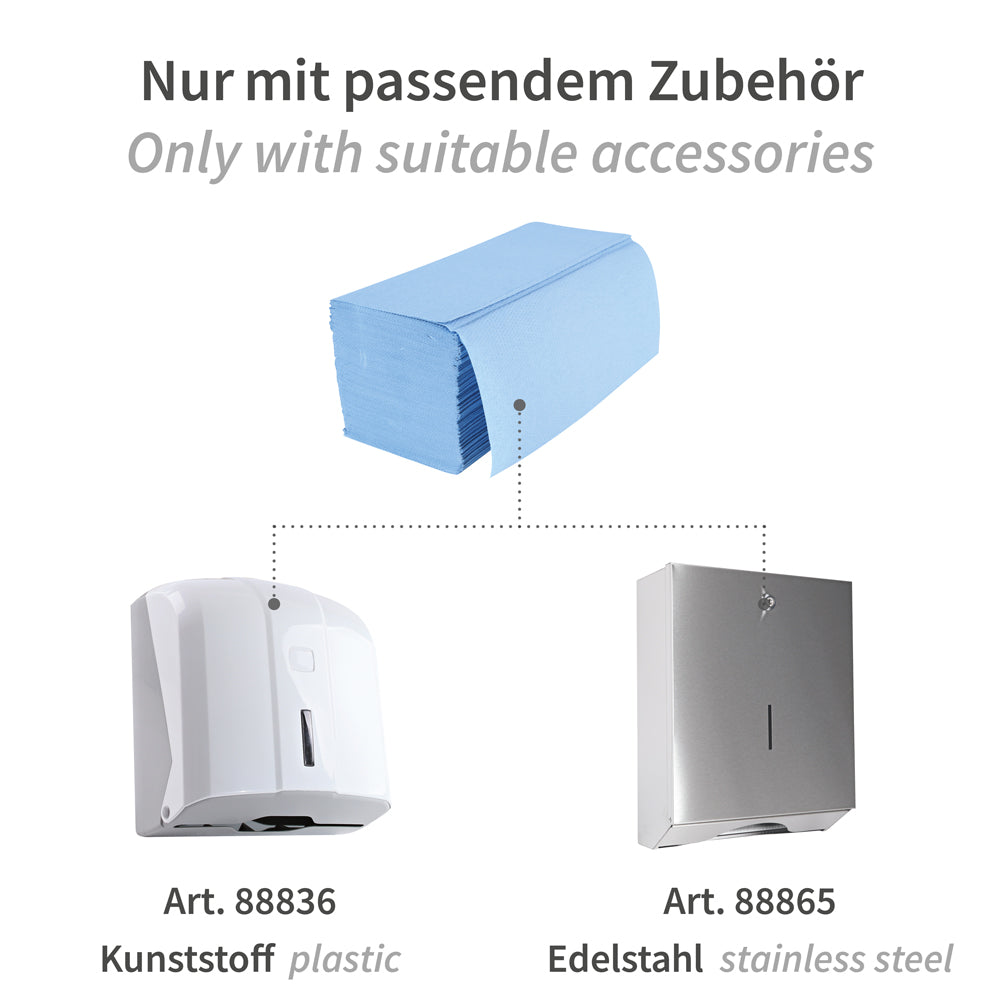 Papierhandtücher, 2-lagig | Recyclingpapier, V/ZZ-Falzung - blau