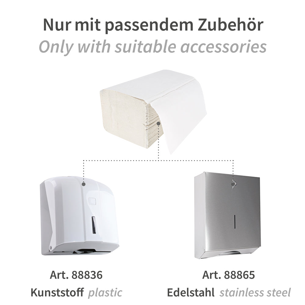 Papierhandtücher, 2-lagig | Recyclingpapier, V/ZZ-Falzung - naturweiß