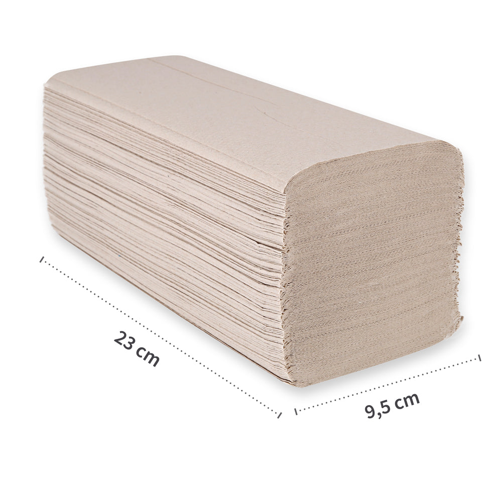 Bio Papierhandtücher, 2-lagig | Recyclingpapier, V-Falzung - natur