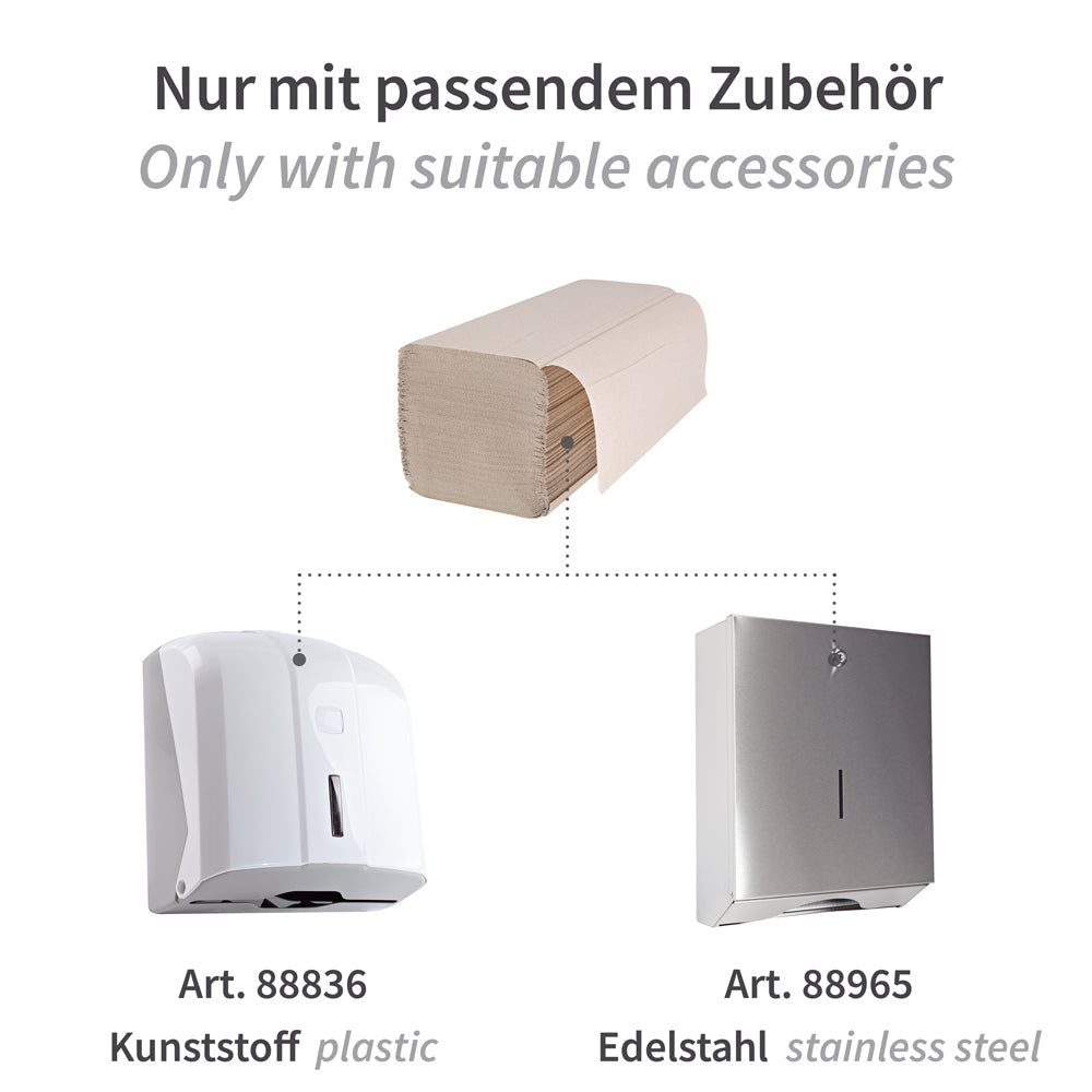 Bio Papierhandtücher, 2-lagig | Recyclingpapier, V-Falzung - natur
