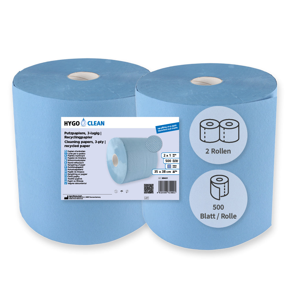 Putzpapiere, 3-lagig | Recyclingpapier - blau