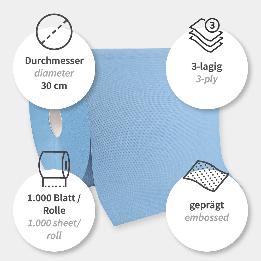 Putzpapiere, 3-lagig | Recyclingpapier - blau