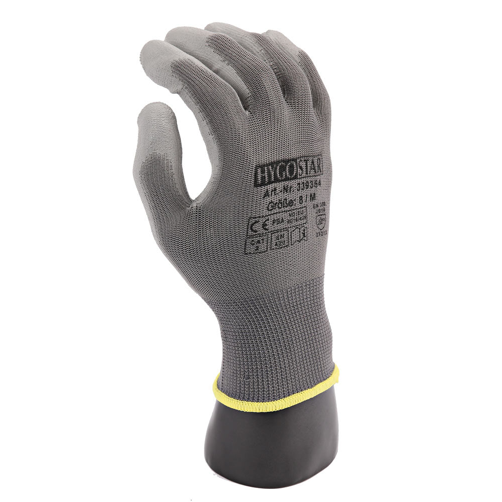 Feinstrickhandschuhe Black Ace | PU-Beschichtung - grau