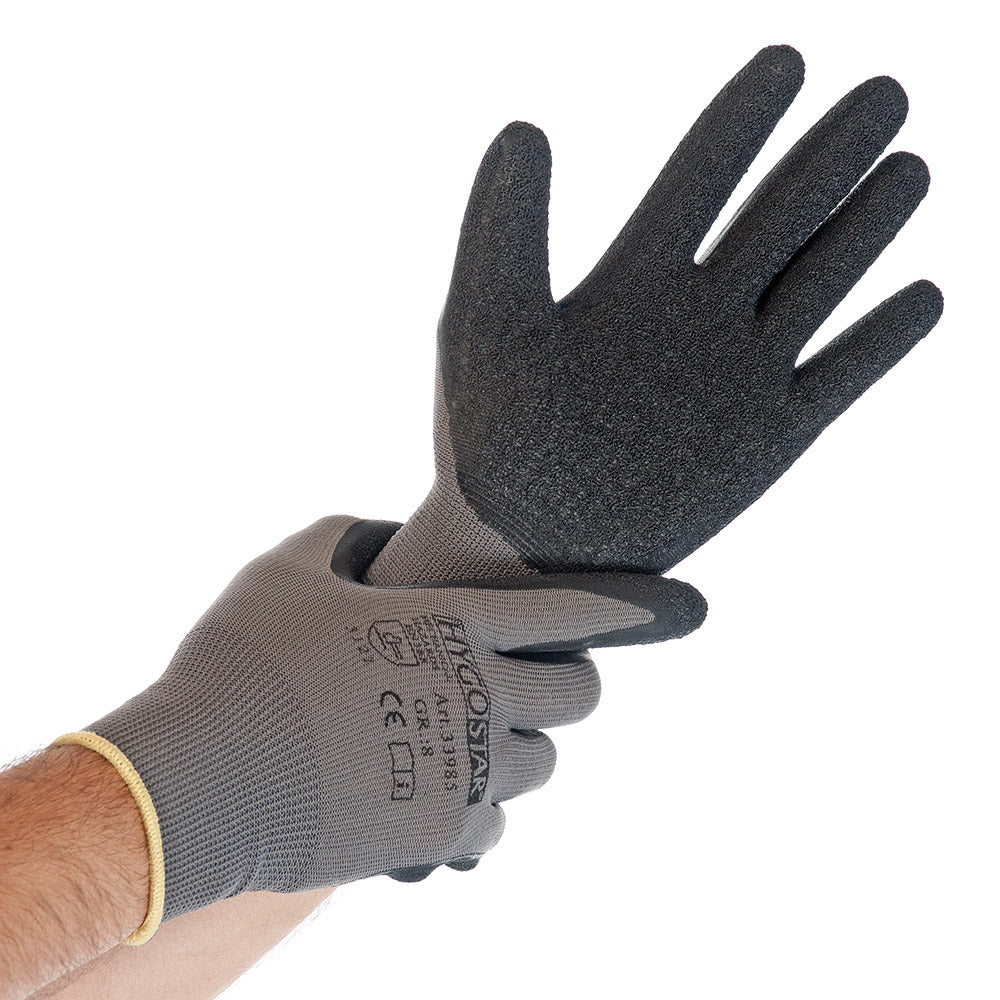 Feinstrickhandschuhe Skill | Latex-Beschichtung - grau-schwarz