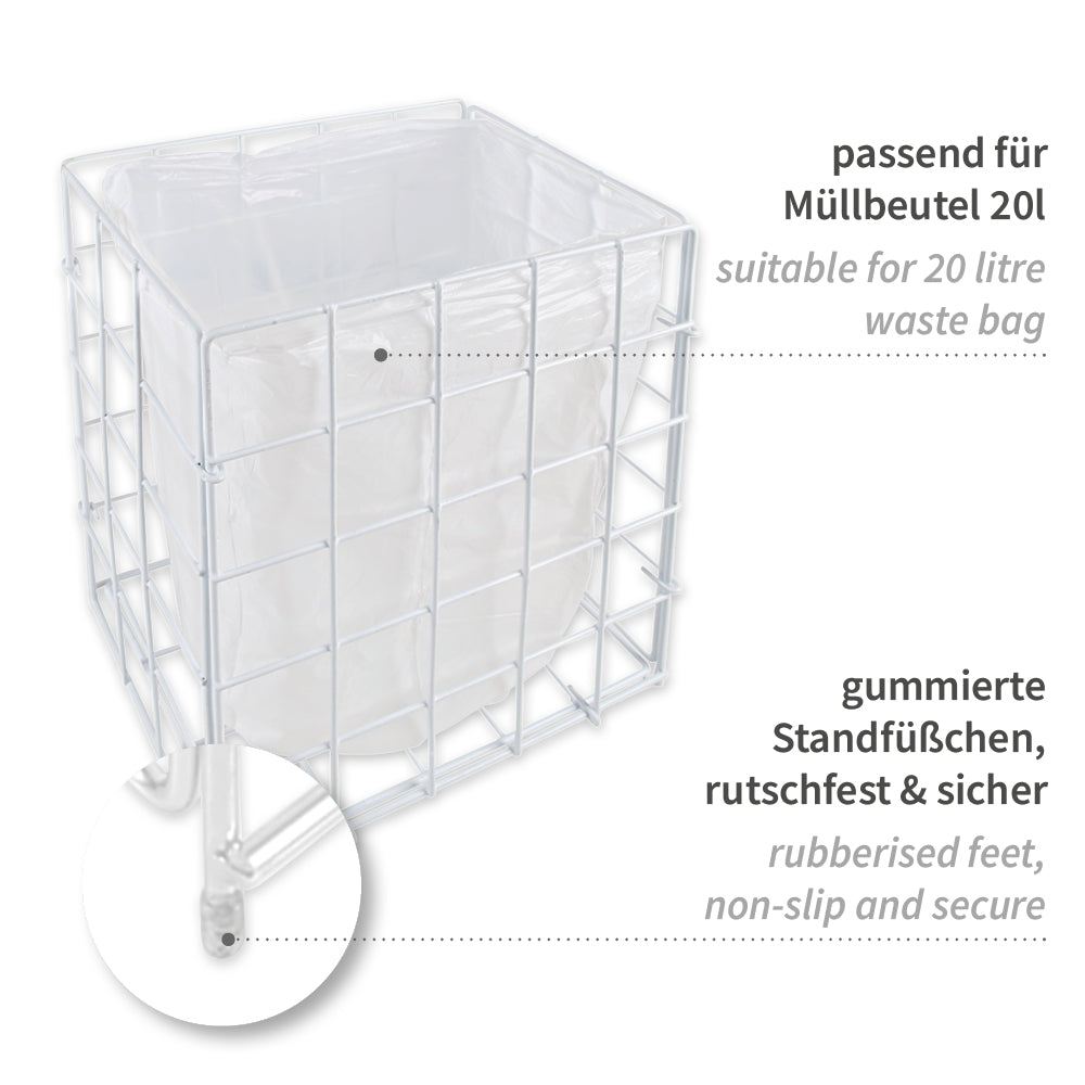 Gitterkorb für Müllsäcke, 60 l | Metall - weiß