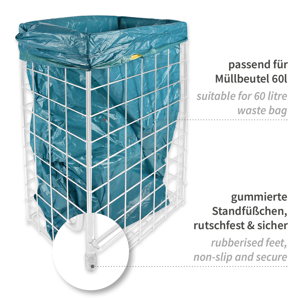 Gitterkorb für Müllsäcke, 60 l | Metall - weiß