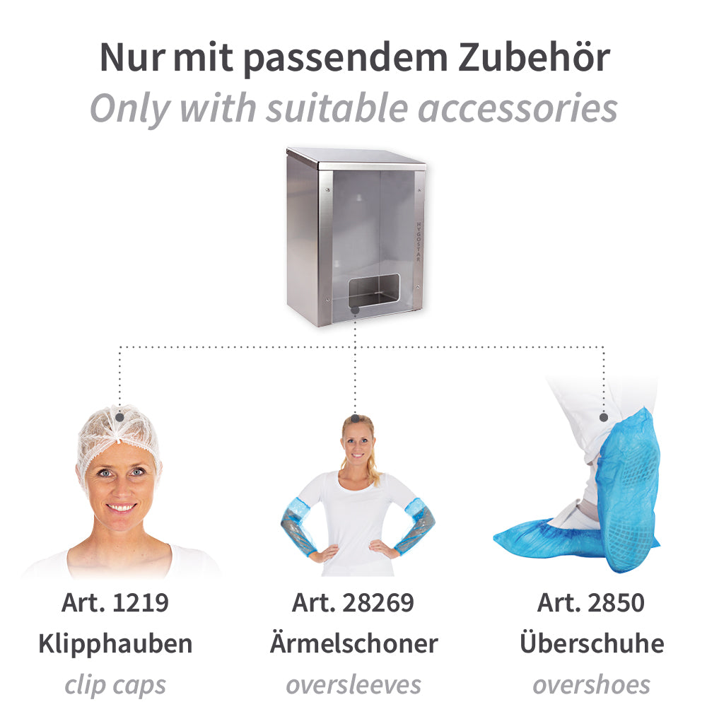 Multispender für Hauben, Ärmelschoner und Überschuhe | Edelstahl - silber