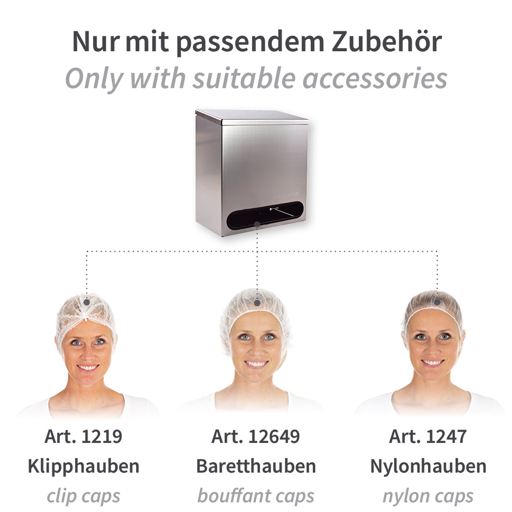 Spender für Hauben | Edelstahl - silber