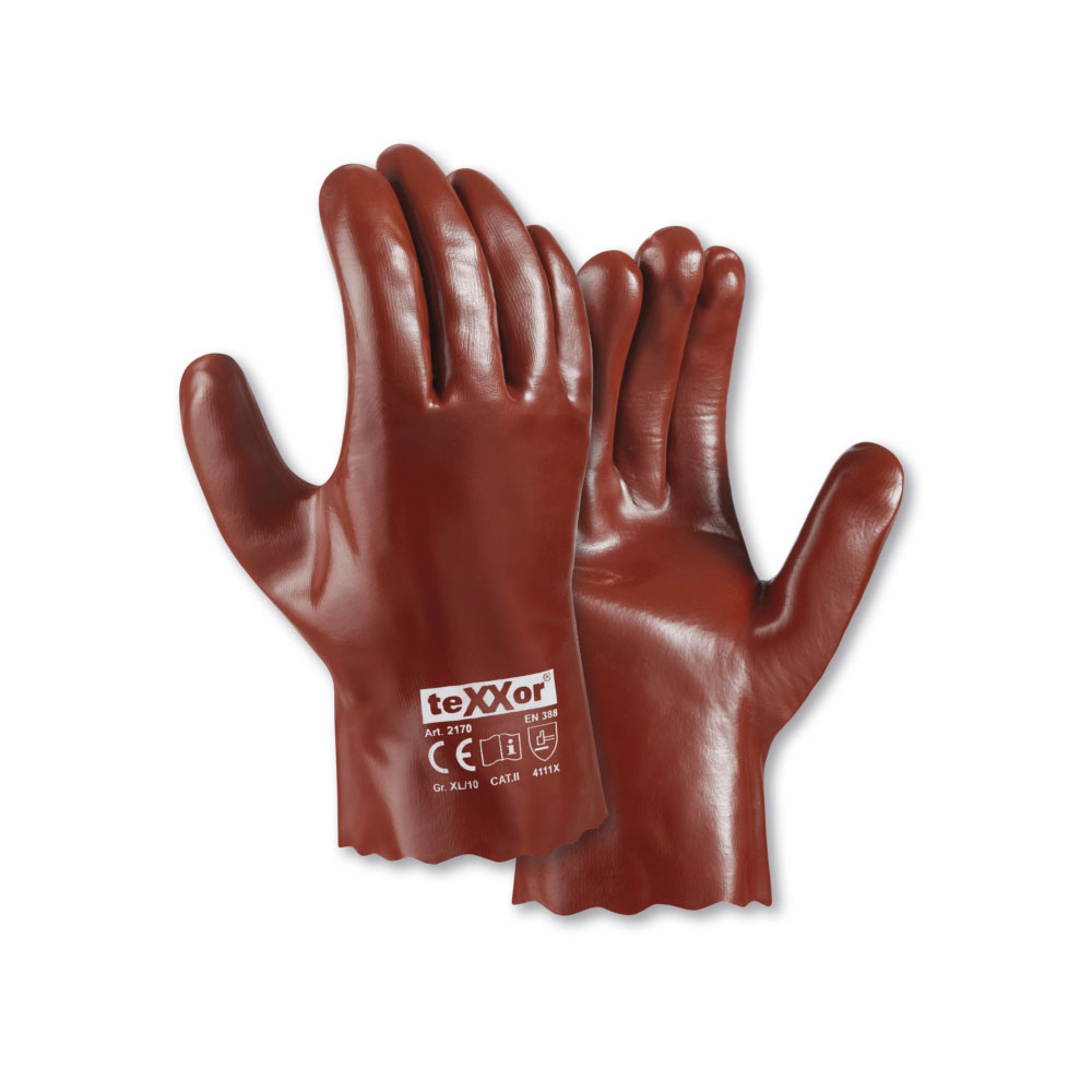 teXXor® PVC-Handschuhe ROTBRAUN - rot-braun