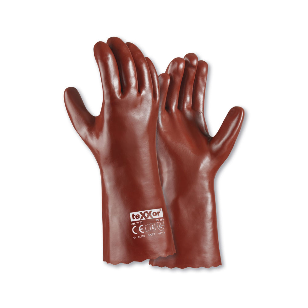 teXXor® PVC-Handschuhe ROTBRAUN - rot-braun
