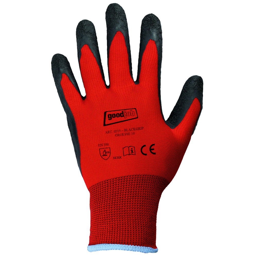 Goodjob® Black Grip 0519, Feinstrickhandschuhe - rot-schwarz