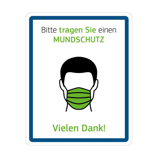 Hinweisschild "Mundschutz tragen"