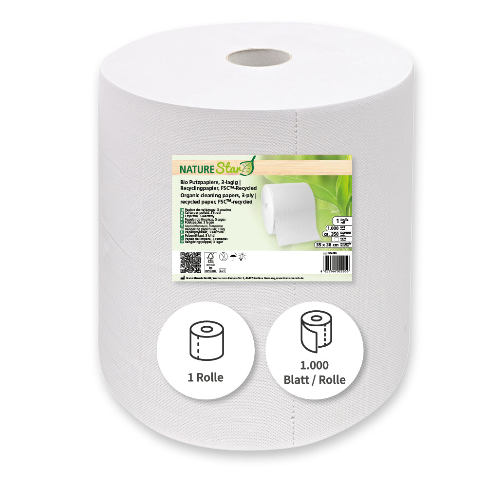 Bio Putzpapiere, 3-lagig | Recyclingpapier, FSC®-Recycled - weiß