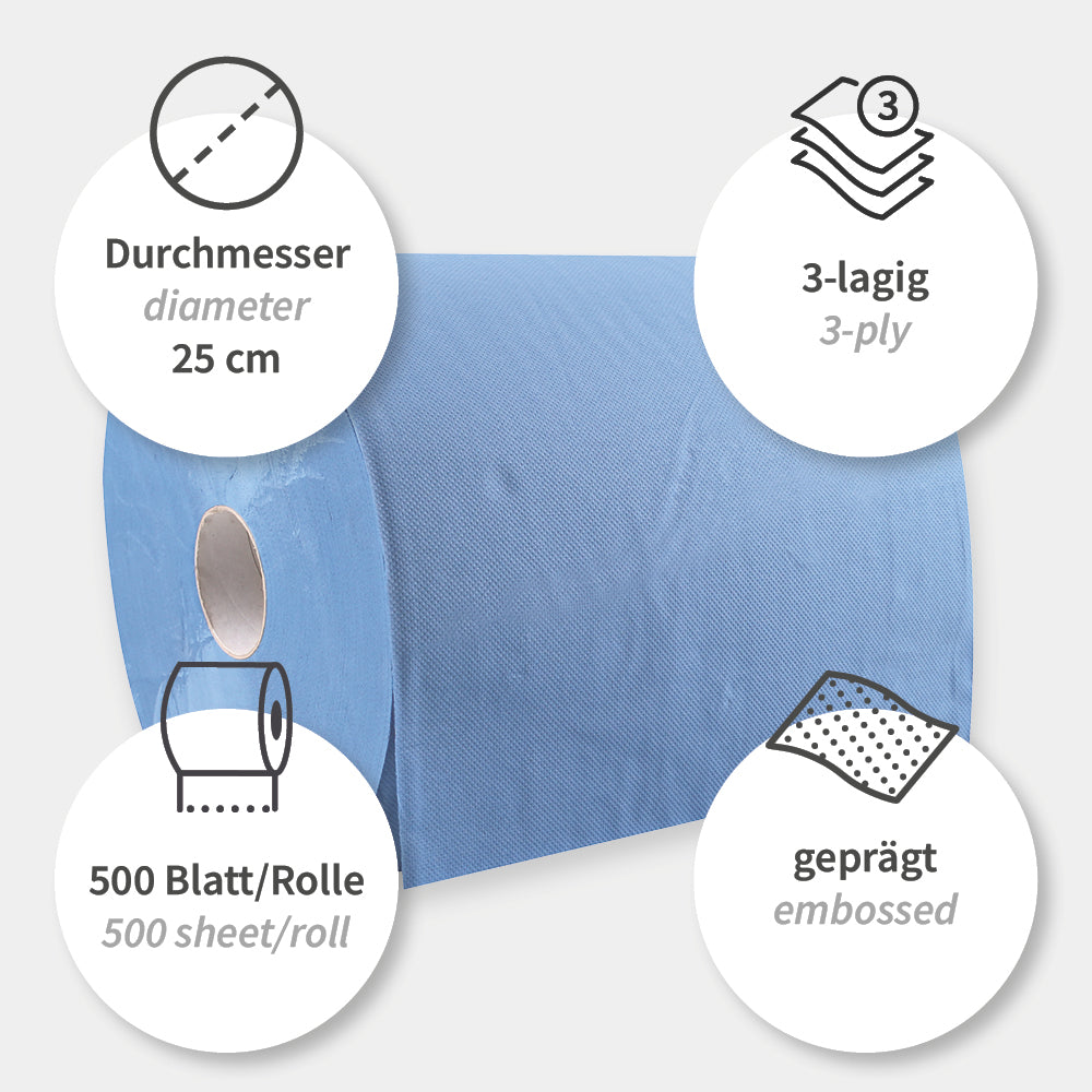 Putzpapiere, 3-lagig | Recyclingpapier - blau