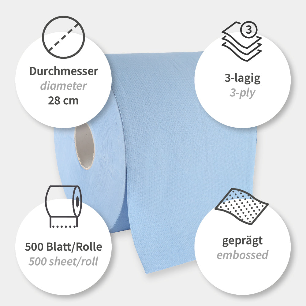 Putzpapiere, 3-lagig | Recyclingpapier - blau