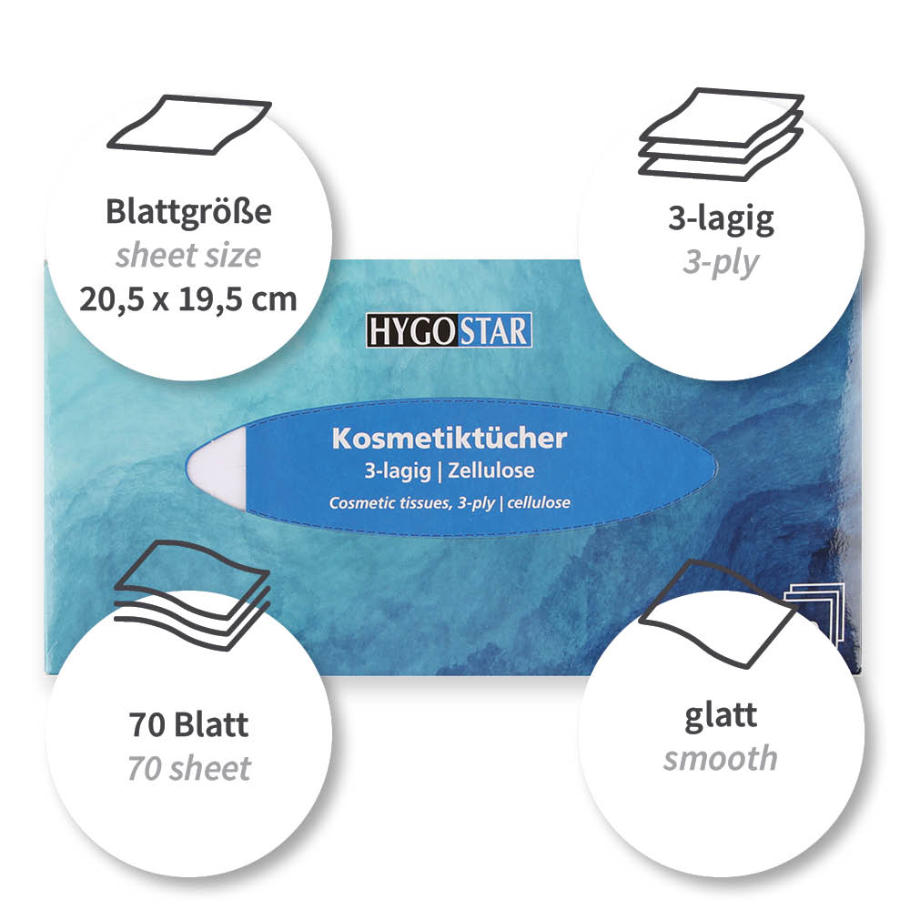 Kosmetiktücher, 3-lagig | Zellulose - weiß