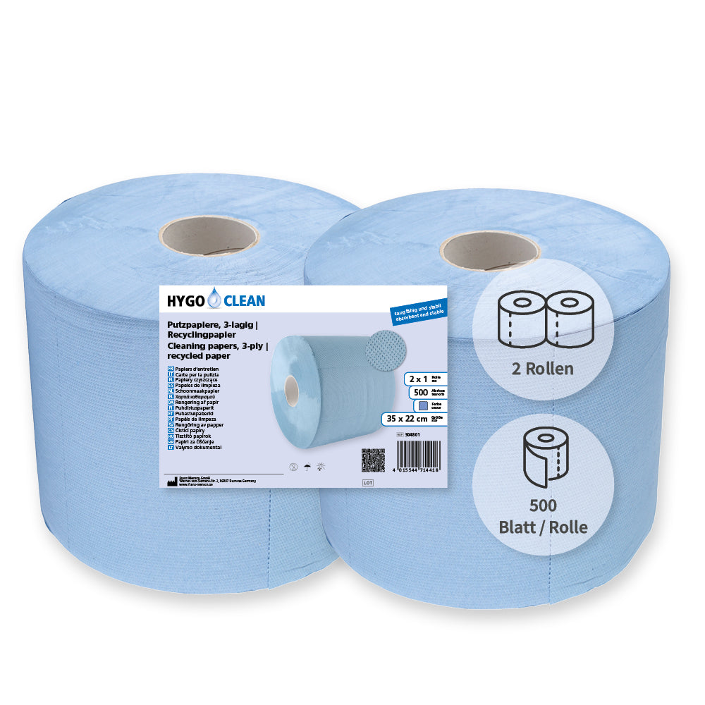 Putzpapiere, 3-lagig | Recyclingpapier - blau
