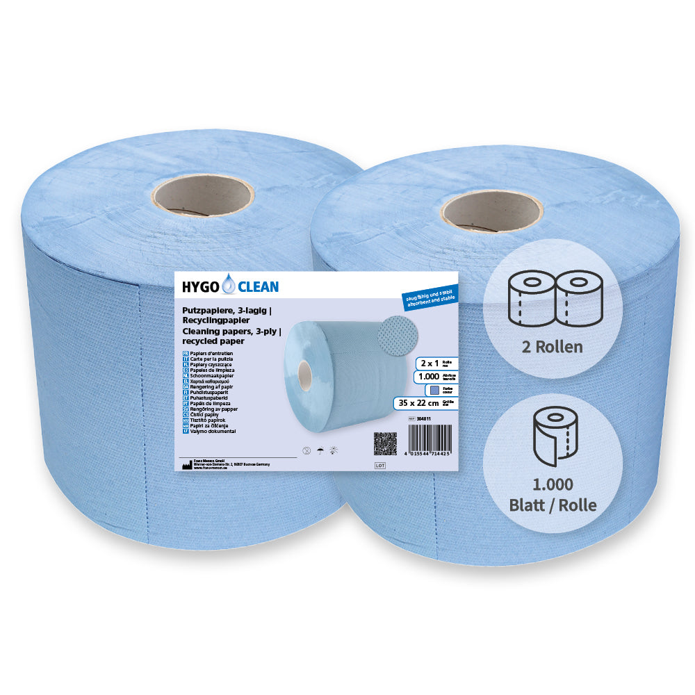 Putzpapiere, 3-lagig | Recyclingpapier - blau