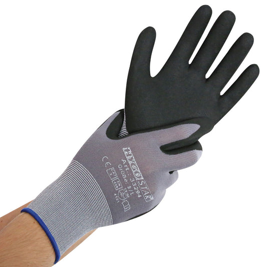 Feinstrickhandschuhe Ergo Flex | Nitril-PU-Beschichtung - grau-schwarz
