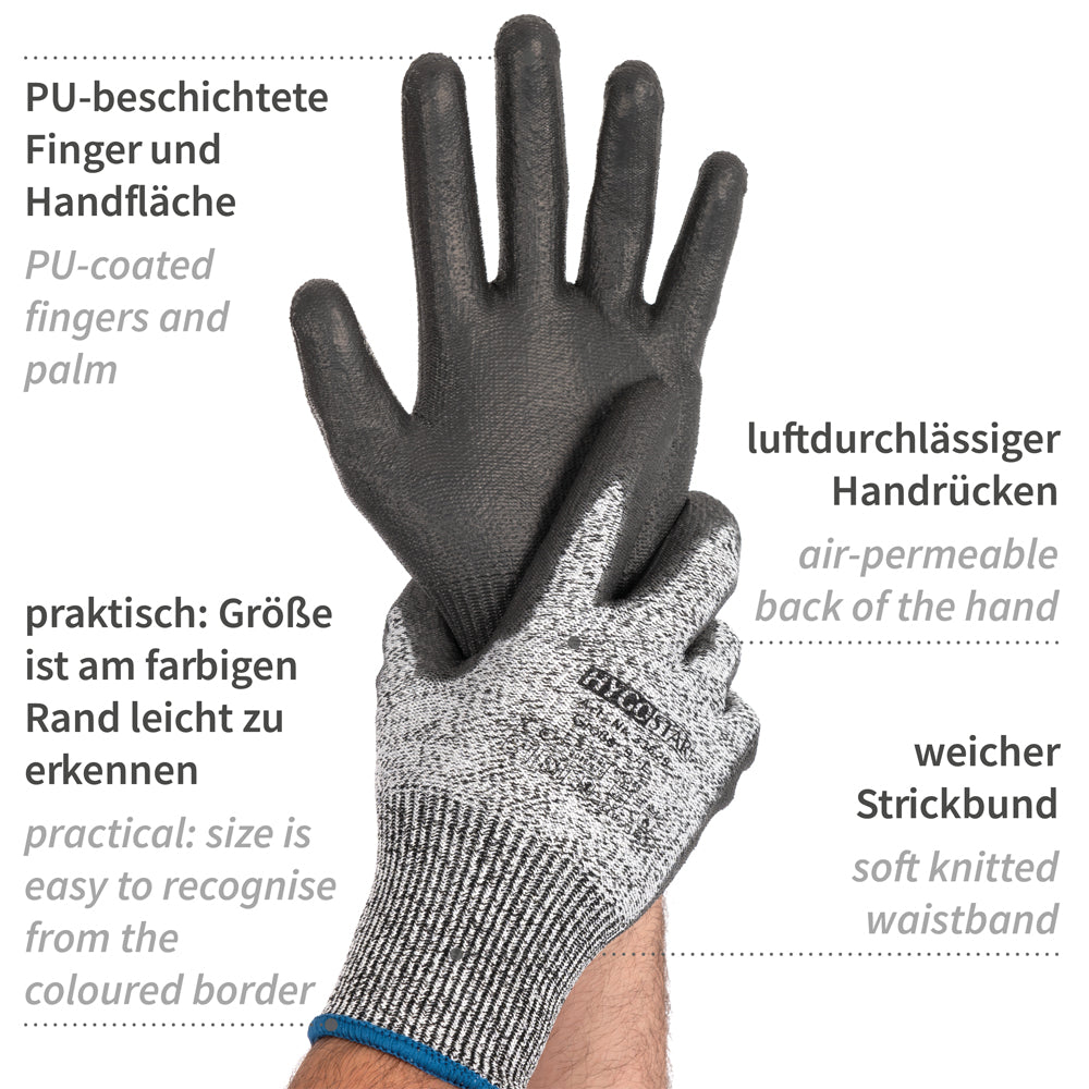 Schnittschutzhandschuhe Cut Safe | PU-Beschichtung - grau-schwarz