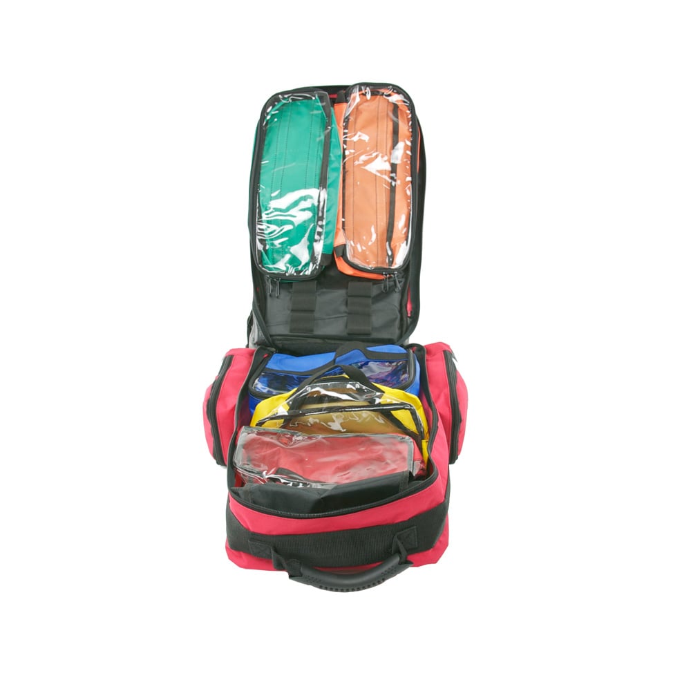 Notfallrucksack, gefüllt mit Markenartikeln