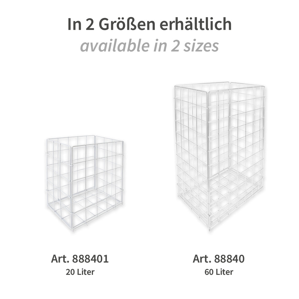 Gitterkorb für Müllsäcke, 60 l | Metall - weiß