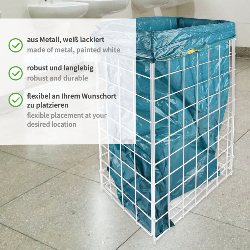 Gitterkorb für Müllsäcke, 60 l | Metall - weiß