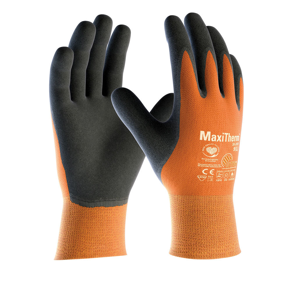 ATG® MaxiTherm® 30-201, Polyacryl/Polyester-Strickhandschuhe - orange-grau