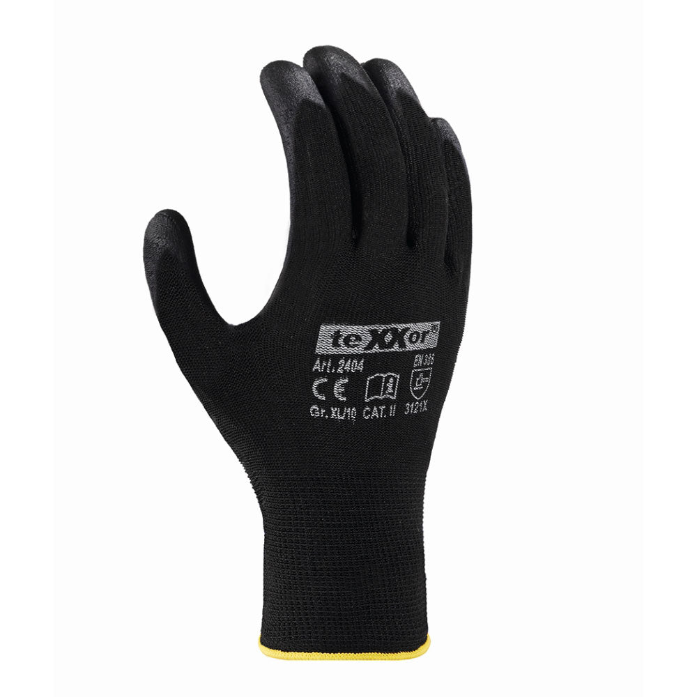 teXXor® Polyester-Strickhandschuhe 2404, PU beschichtet - schwarz