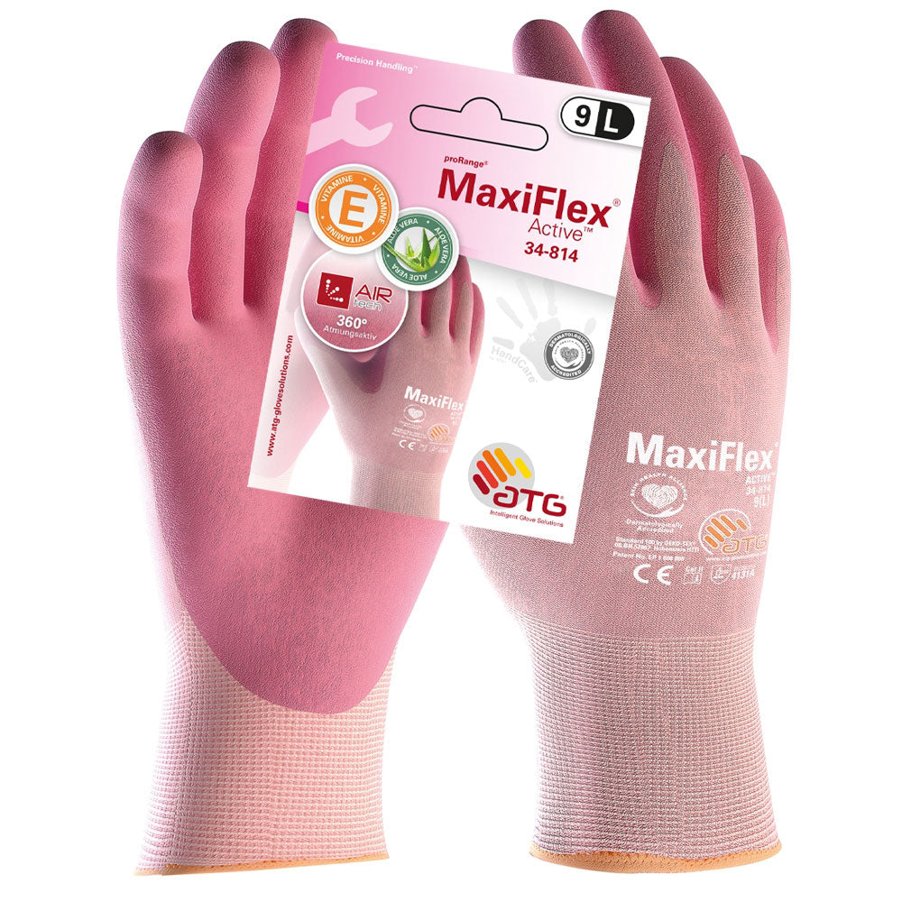 ATG® MaxiFlex® Active™ 34-814, Nylon-Strickhandschuhe - rosa