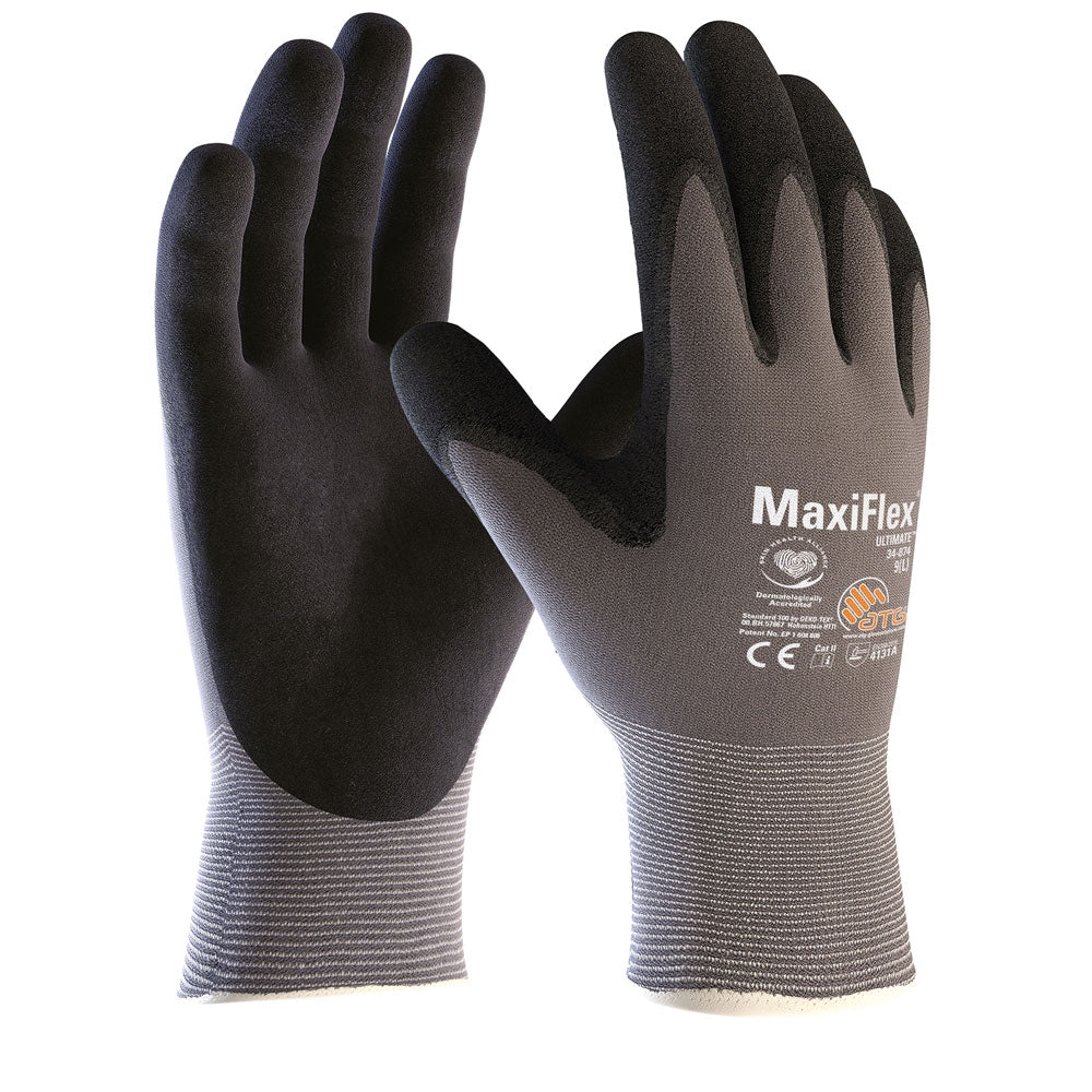 ATG® MaxiFlex® Ultimate™ 34-874V, Nylon-Strickhandschuhe, Automatenverpackung - grau-schwarz