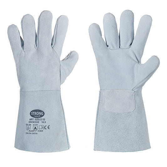 Stronghand® S53 0255, Rindspaltlederhandschuhe - grau