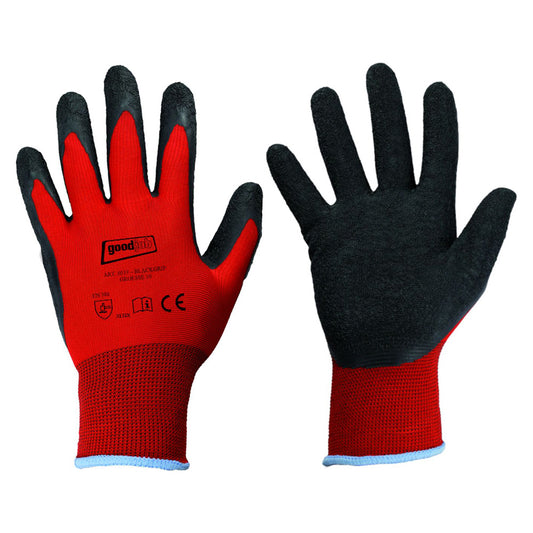 Goodjob® Black Grip 0519, Feinstrickhandschuhe - rot-schwarz